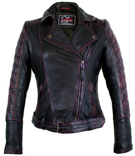 Damen biker lederjacke - lederjacke, echtes