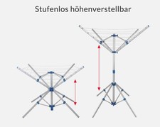 Aluminium Wäschespinne mit 4 Armen und 4 Standfüßen - 16m Gesamtleine