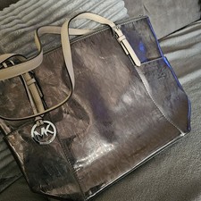 Michael Kors Shopper Tasche  Braun Beige Glänzend Kaum Getragen