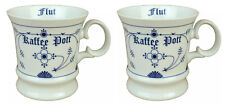 2x Porzellan Becher Indisch Blau Kaffee Pott Ebbe Flut Tasse 350ml B-Ware