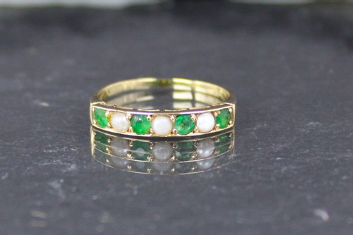 Smaragd perlen goldring - smaragd-perlen, 585er