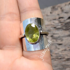 Facettierter Peridot Oval Edelstein Ring 925 Sterling Silber Neueste Kollekti...