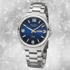 Armbanduhr Metall silber Herren Uhr Analog Regent Metallarmband URF1528