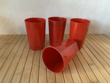 4 DDR Vintage Zahnputzbecher Plastebecher PVC VEB rot