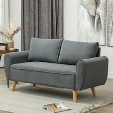 HOMCOM Zweisitzer Sofa mit 2 Kissen Polstersofa mit 54cm extra tiefen Sitzen