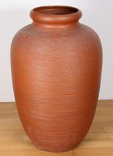 Große Art Deco Bauhaus SAWA Keramik Terrakotta Bodenvase Rillendekor 1950's Vase