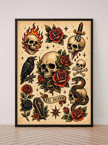 Totenkopf und rosen tattoo - totenkopf,