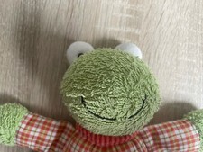 Sigikid Frosch Flip Flap Kuscheltier Frottee Stoff grün/orange kariert RAR
