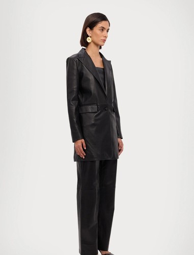 Studio lederblazer schwarz - id,