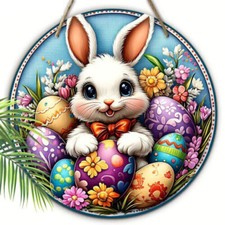 Fensterbild Ostern Osterhase Blumen Holz Deko Fenster Dekoration  20 cm