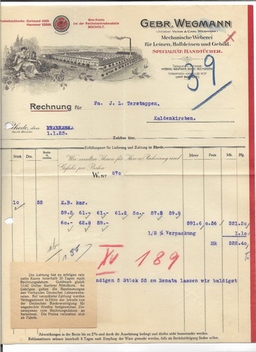 Rechnung gebr wegemann - /, /
