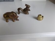 3 alte Messing- Figuren Elefant Vogel Eichhörnchen Vintage
