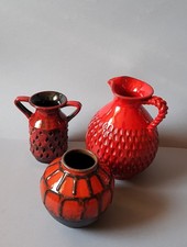 Konvolut - 3 rote Keramik Vasen - Fratelli Fanciullacci/Carstens/unbekannt