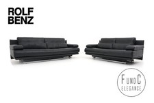 Rolf Benz 6500 Garnitur Couch Sofa Dreisitzer Zweisitzer Leder schwarz