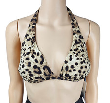 Dolce & Gabbana Damen Bikini Oberteil Beige Leopardenmuster Bademode Größe UK XL