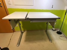 Kettler Schülerschreibtisch höhenverstellbar, Holz, weiß/Silber