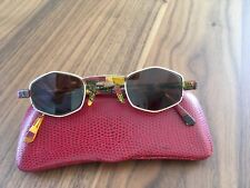 tolle Damen Sonnenbrille gold braun Nickelbrille Brille + Tuch und Etui rot  TOP