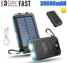 Solar Power Bank 30000mAh Tragbar Externer Batterie Ladegerät für alle Handys DE