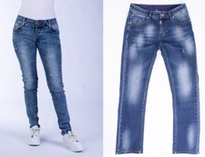 BLUE MONKEY DAMEN JEANS B- WARE  BLAUTÖNE  SKINNY STRAIGHT KNOPFLEISTE