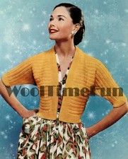 Strickmuster Damen Vintage 50er Jahre Bolero Jacke/Cardigan. 34" - 40" Brustumfang