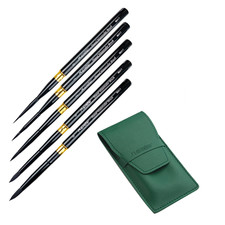 Malpinsel Set - Aquarellpinsel – Reiseset Grün - 5 Pinsel (Größe 0 /1/2/4/6)