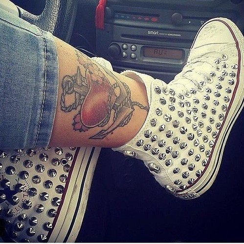 Converse white high custom mit - white,