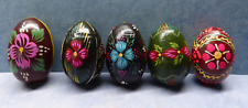 24267. Deko Ei Ostereier  Holz mit Bauernmalerei   6 cm  Ostern   5 Stück
