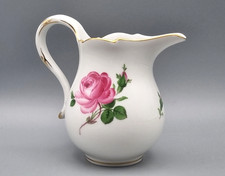 Meissen Porzellan Milchkännchen Sahnegießer, rote Rose, Handmalerei vergoldet