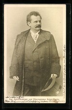 Opernsänger Anton Fuchs im Anzug mit Zylinder, Ansichtskarte 