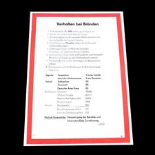 Hinweisschild Schild Verhalten bei Bränden Feuer Regeln VOPO DRK 29,6x21cm