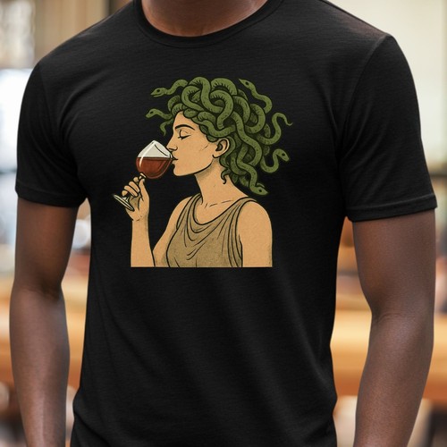 Shirt medusa trinkt wein - wein, –