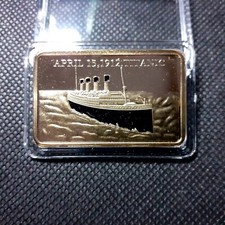 Medaille Barren Titanic 15. April 1912 Gold Layered 999 Schiff