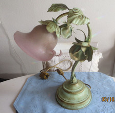 Florentiner Tischlampe Tischleuchte Palmenlampe rosa Glasschirm Honsel Hans Kögl