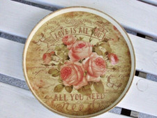 Tablett Teller Anrichte Tee-Kaffee-Kerzenuntersetzer Shabby Chic Deko Rosen Love