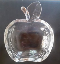 Glasschale aus klarem dickem Glas Dessert/Kompottschale Apfelform Vintage selten