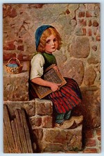 c1910's Dutch Kid Painting By
