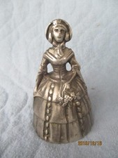 Alte  Rezeptionsklingel Tischglocke mit Frau aus Messing Metall