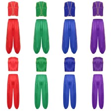 Herren Halloween Satin Arabischer Prinz Oberteil Weste Und Hose Cosplay Kostüm