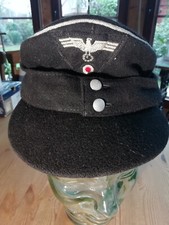 Alte Feldmütze M43 - Panzer - Mit Alupaspel für Offiziere - Kein UV - WH/WK II