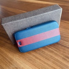 Handyhülle Case Leder IPhone 12 Mini Blau/Rot
