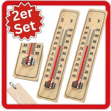 Holz Thermometer Außen Innen Außenthermometer Draußen analog Gartenthermometer