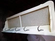 XL Garderobe Chippendale 60er Jahre Vintage Shabby Chic weiß mit Wiener Geflecht