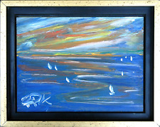 Felix Pfefferkorn *1945: Bodensee Segelboote Landschaft 18 x 24 cm Wassersport