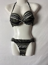 Push up Bikini khaki gemustert