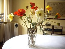 KÜNSTLICHE MOHNBLUMEN | Strauß: 9 Blüten 4 Mohnkapseln 1 Olivenzweig  Vintage Gb