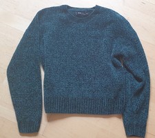 Grüner Chenille Pullover, Grün, Gr. XXS 34, gebraucht