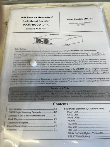 Vertex standard vxr 9000 - standard, uhf