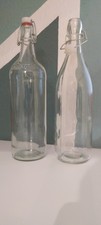 2 Bügelverschluss Flaschen  1 Liter gebraucht Glas Schnappverschluss