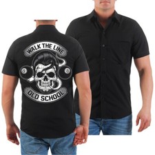 Herren Hemd kurzarm Rockn Roll Rockabilly männer walk the line Old School Cash 