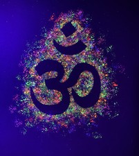 Goa Shirt Om mit Schwarzlichtfarbe, Herren, handmade